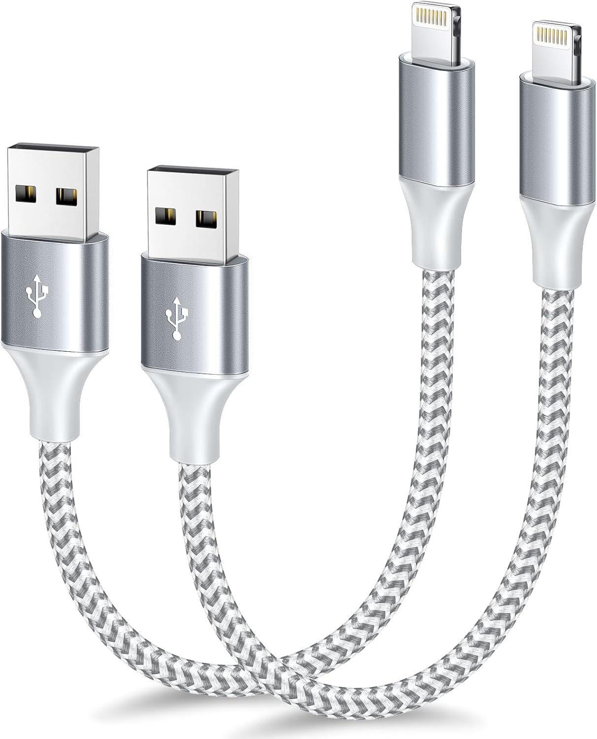 Fast Charge with Apple MFi Certified Short Lightning Cable 1ft 2Pack - Fushok