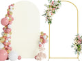 Ivory Spandex 7.2 ft Wedding Arch Backdrop Stand and Cover - Gold