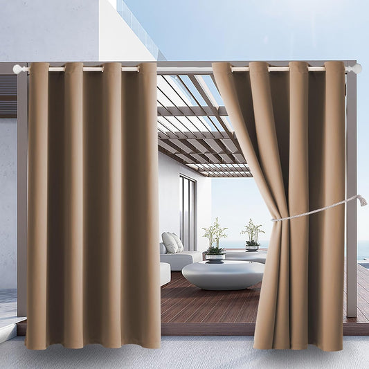 Outdoor Indoor Curtains W52 x L108 for Patio - Weather-Resistant
