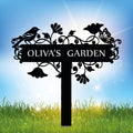 Customized Metal Birds and Flowers Personalized Garden Sign - Custom