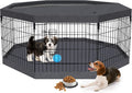 Foldable Metal Wire Dog Pen Playpen with Top Cover and Bottom Pad