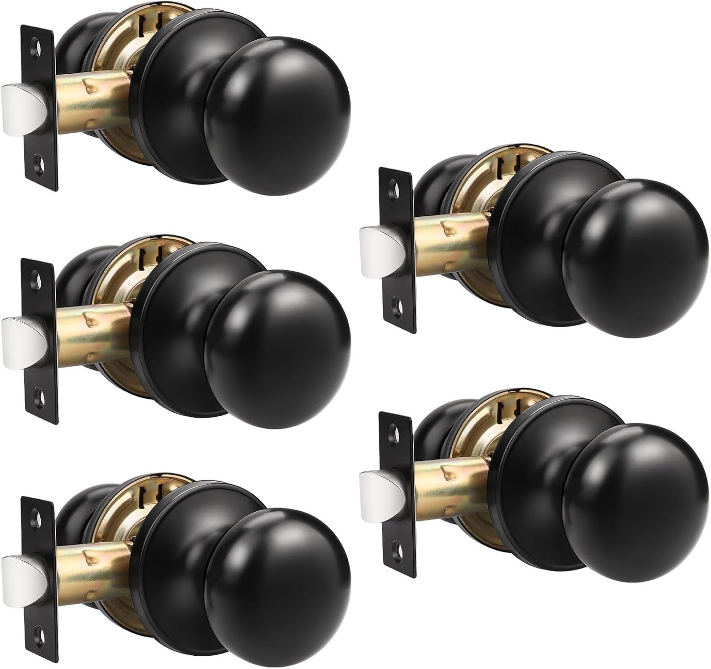 GOBEKOR Passage Door Knobs for Closet Doors in Matte Black
