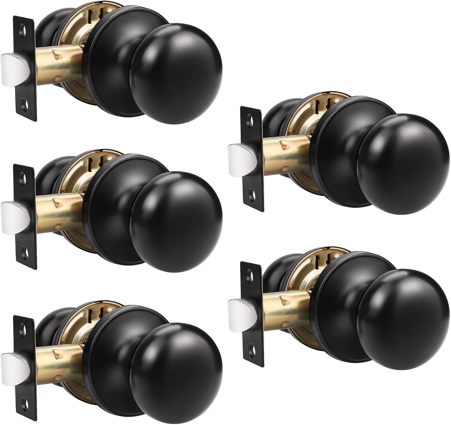 GOBEKOR Passage Door Knobs for Closet Doors in Matte Black