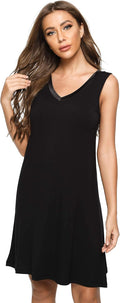 Bamboo Viscose Nightgown - Soft Sleeveless V Neck Sleepdress