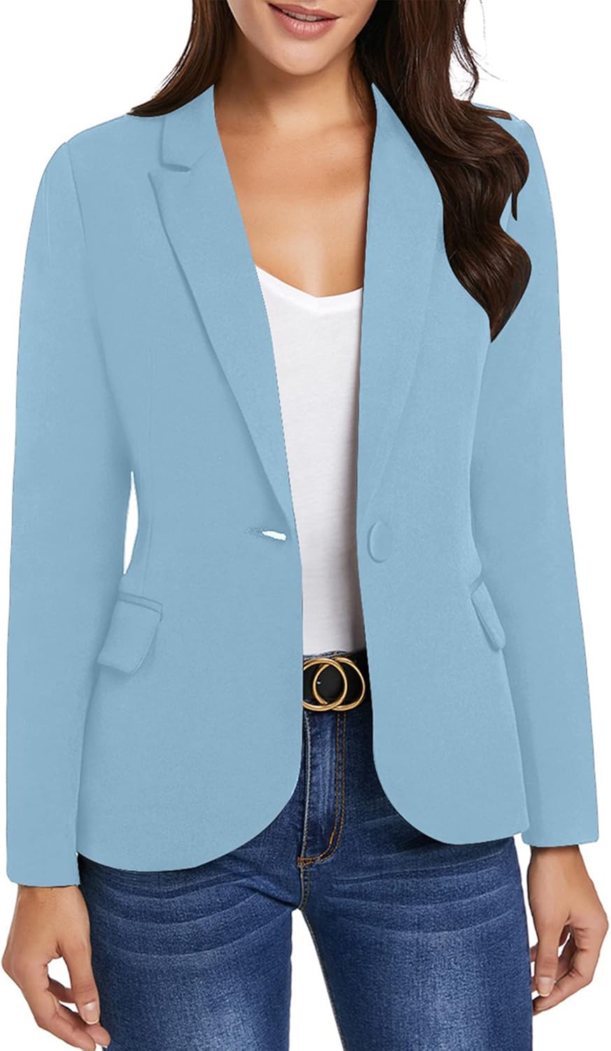 Luvamia Women's Long Sleeve Formal Notch Lapel Blazer Jacket