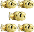 Probrico Polished Brass Privacy Interior Door Knobs 5 Pack - Classic
