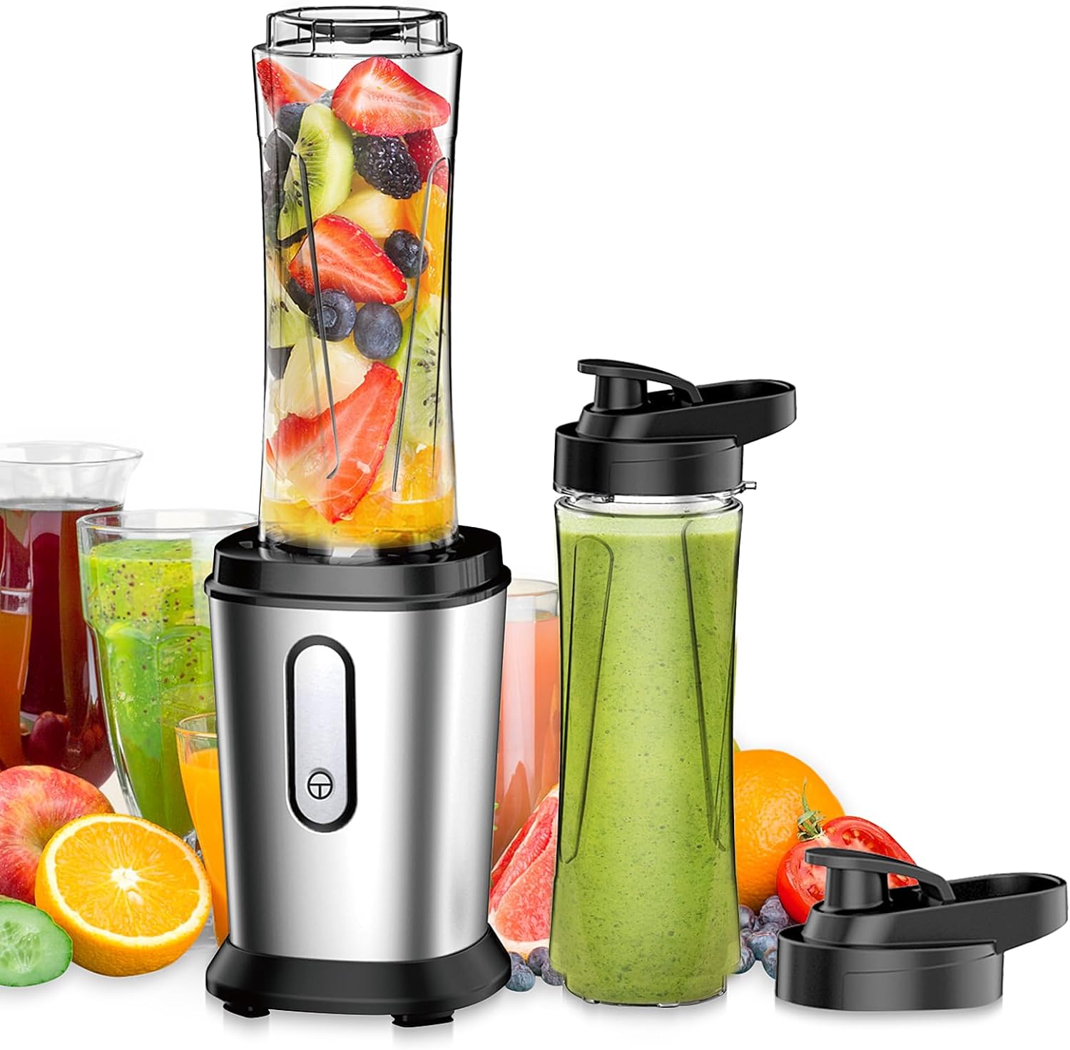 Portable 300W Smoothie Blender with 2 Bottles - BPA-Free, Stainless Steel Blades