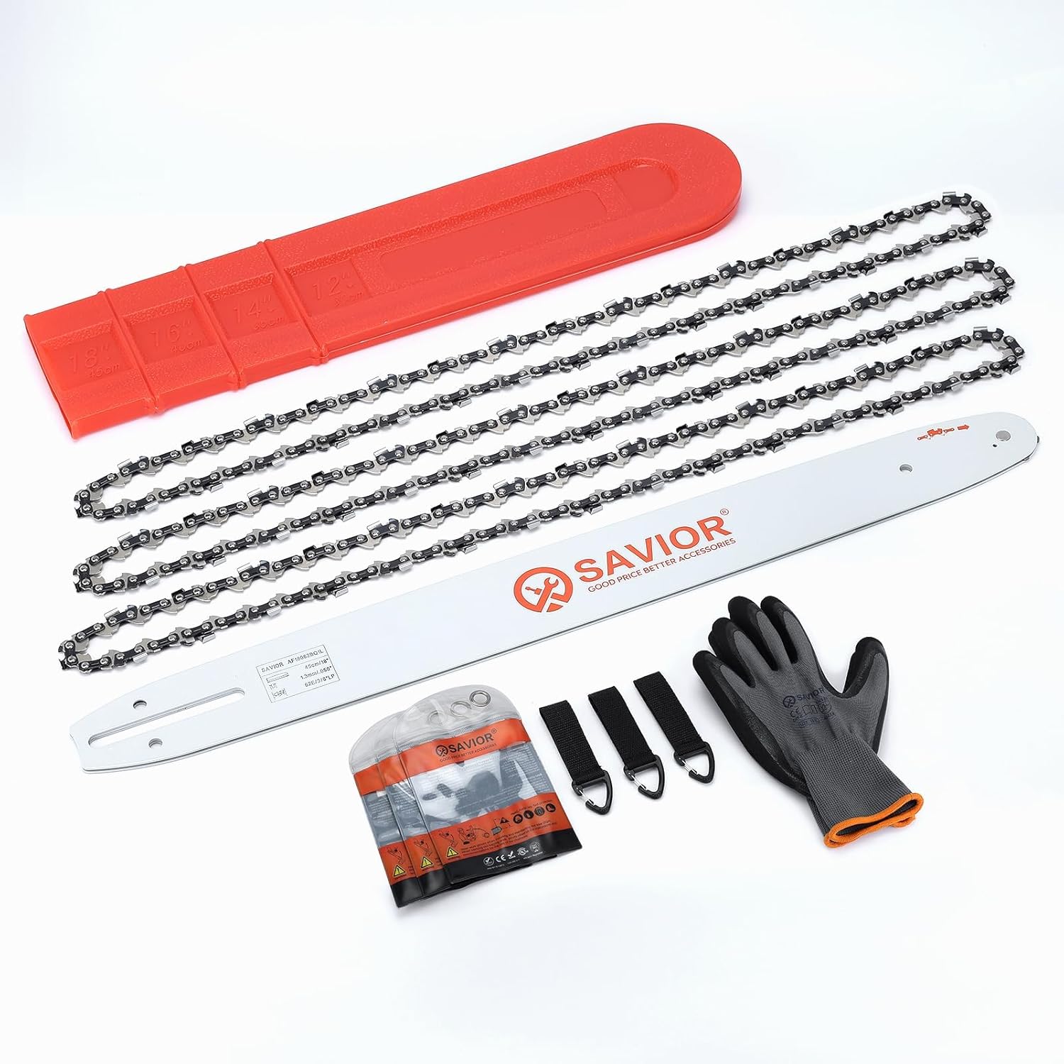 Savior 18 Inch Chainsaw Guide Bar and Chain Combo for Woodcutting