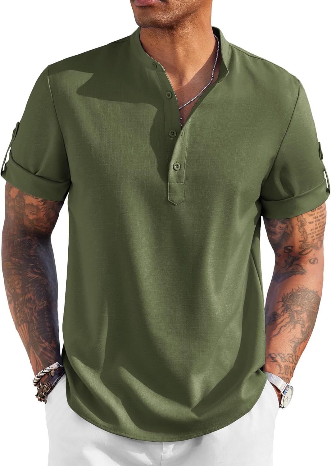 COOFANDY Men's Casual Henley Shirt for Summer Beach Style