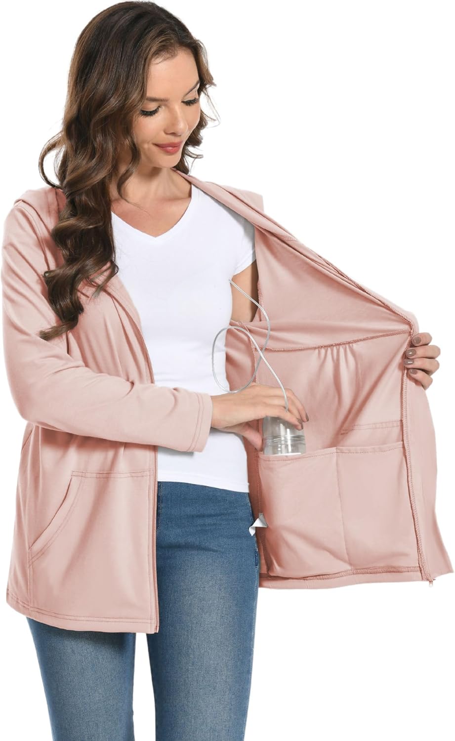 Women Post Mastectomy Hoodies Jacket with Drain Pockets