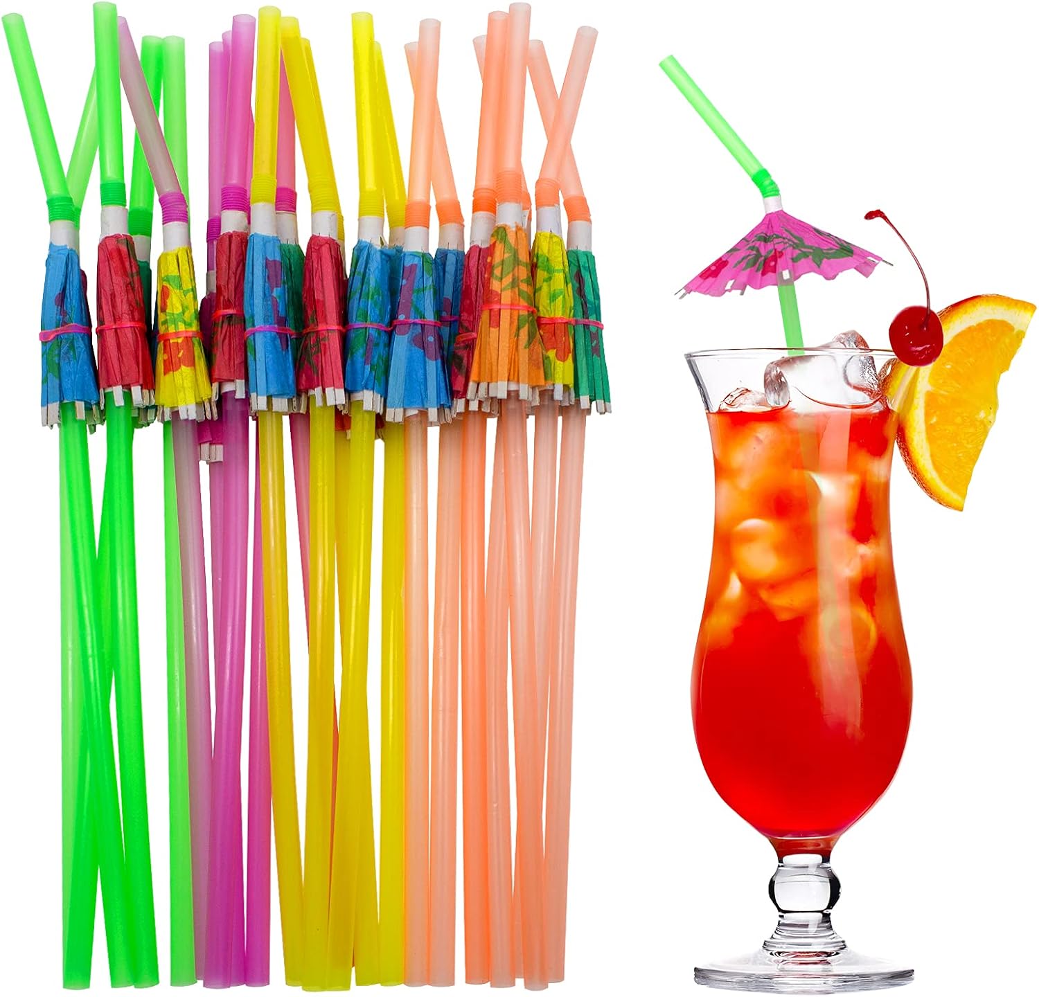 BLUE TOP 100pcs Mini Paper Umbrella Straws - Fun Cocktail Decor