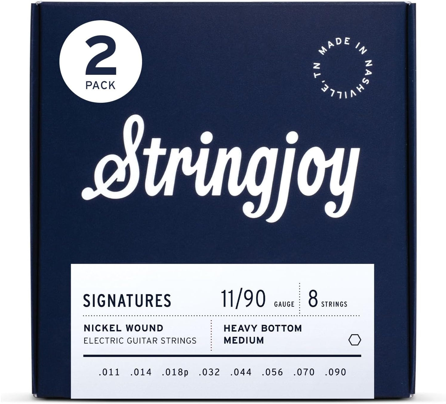 Stringjoy 8 String Heavy Bottom Medium Gauge Electric Guitar Strings