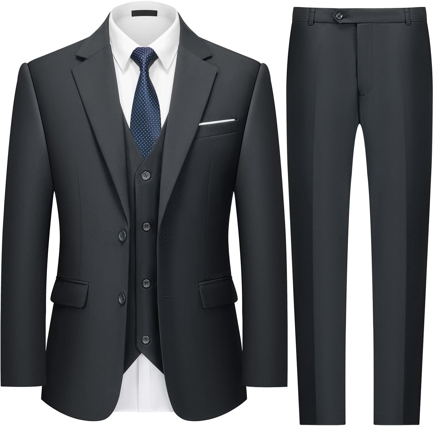 MAGE MALE Mens 3 Piece Slim Fit Tuxedo Suit Set for Weddings