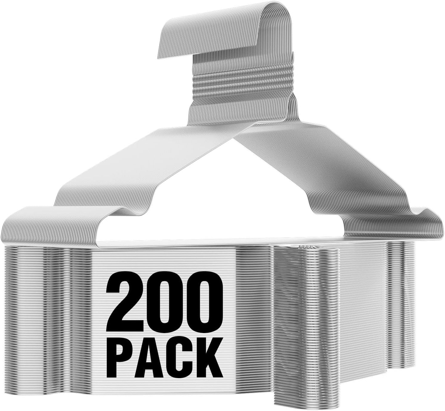 Wire Hangers 200 Pack for Coats and Clothes - Space Saving Design