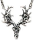Brass Viking White Stag Deer Necklace Pendant With Celtic Knotwork