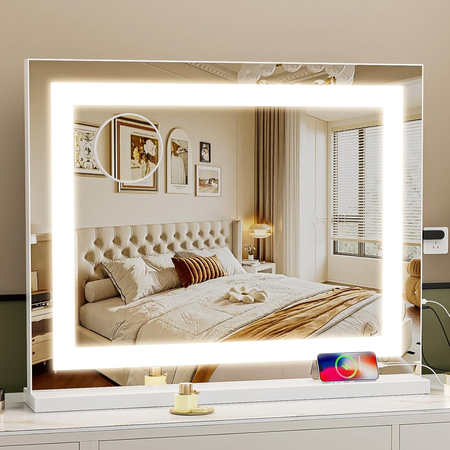 Fenair Vanity Mirror with Lights: 23in x 18in LED Makeup Mirror