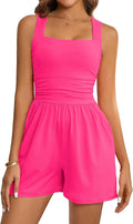 Women's Summer Romper Square Neck Sleeveless Jumpsuit - Flattering Fit