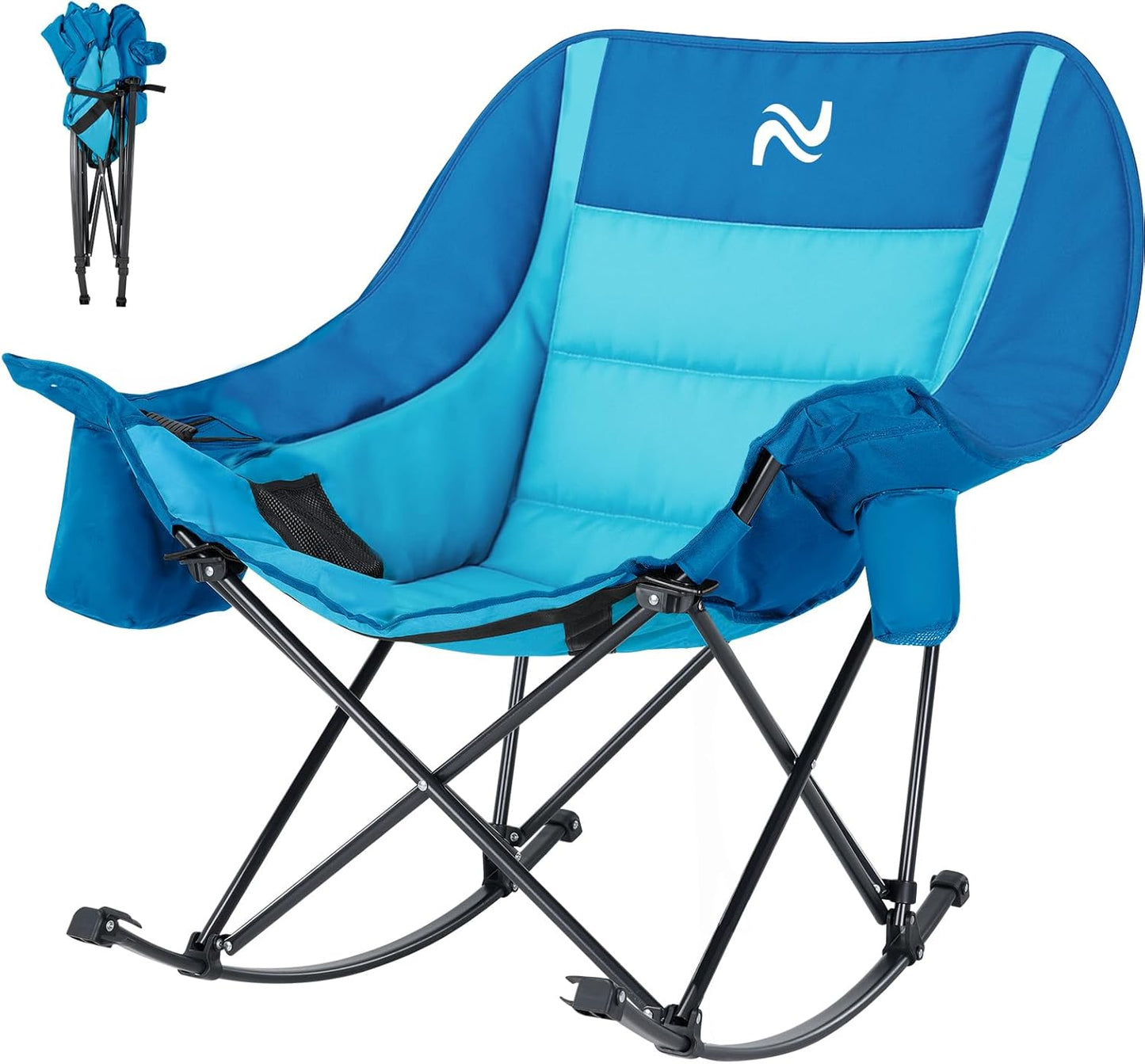 ABORON Oversized Rocking Camping Chair with Cooler Bag & Pocket