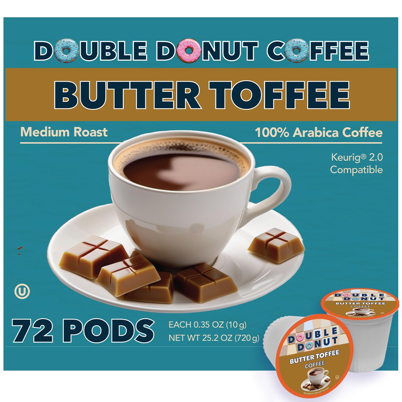 Double Donut Butter Toffee Coffee Pods for Keurig Brewers