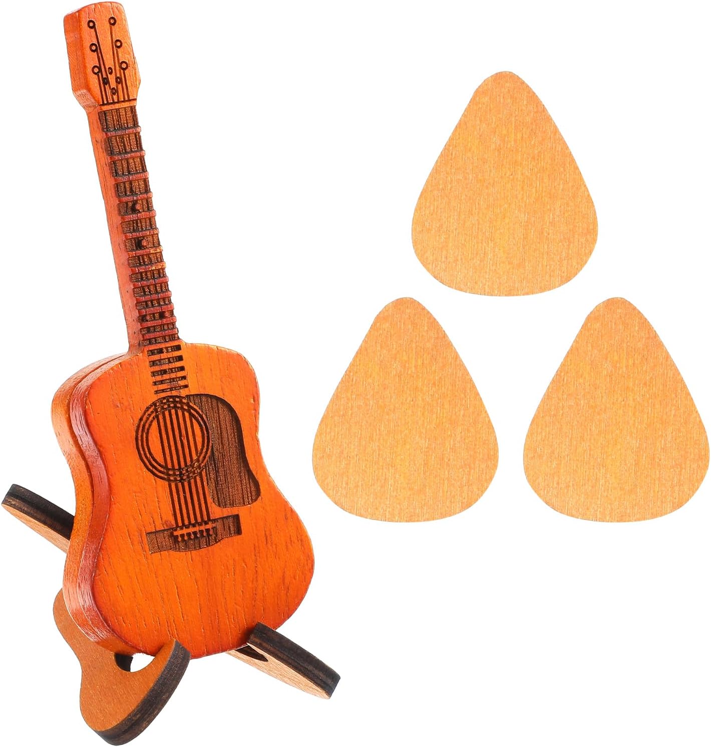 Handcrafted Wooden Guitar Pick Stand Set