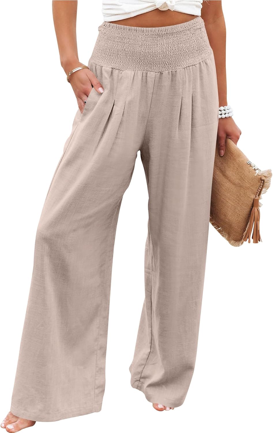 Women Linen Palazzo Pants for Summer Boho Style and Comfort