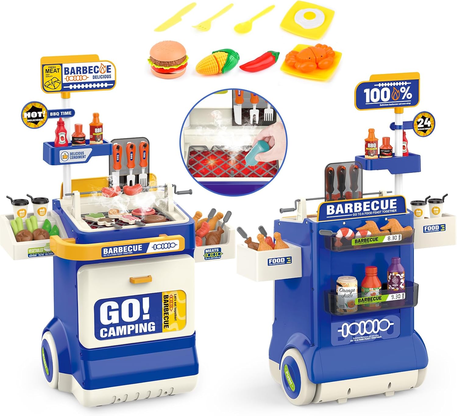 Kids BBQ Grill Set - Real Smoke & Sounds for Fun Cooking!