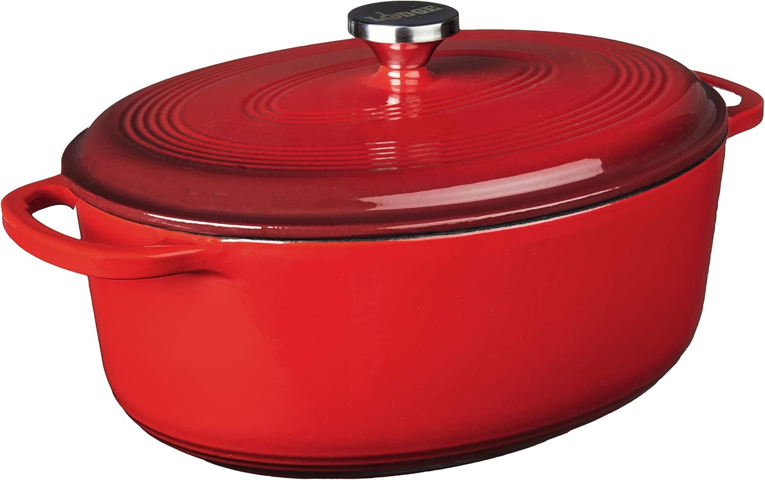 Lodge 7 Quart Enameled Cast Iron Oval Dutch Oven for Cooking