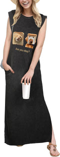 Women Year-Round Casual Round Neck Maxi Dress - Flattering, Pockets