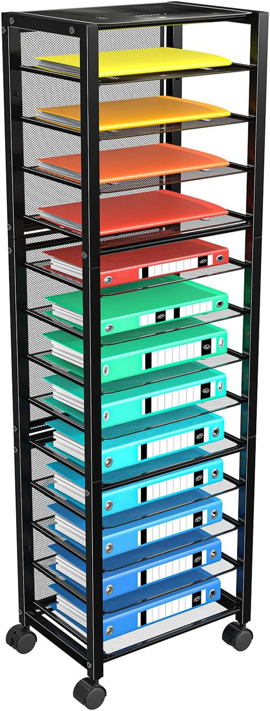 14 Tier Rolling File Cart, Multi-Functional Organizer