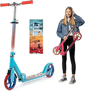 Kicksy Kick Scooter for Kids and Teens - Foldable Big Wheel Ride
