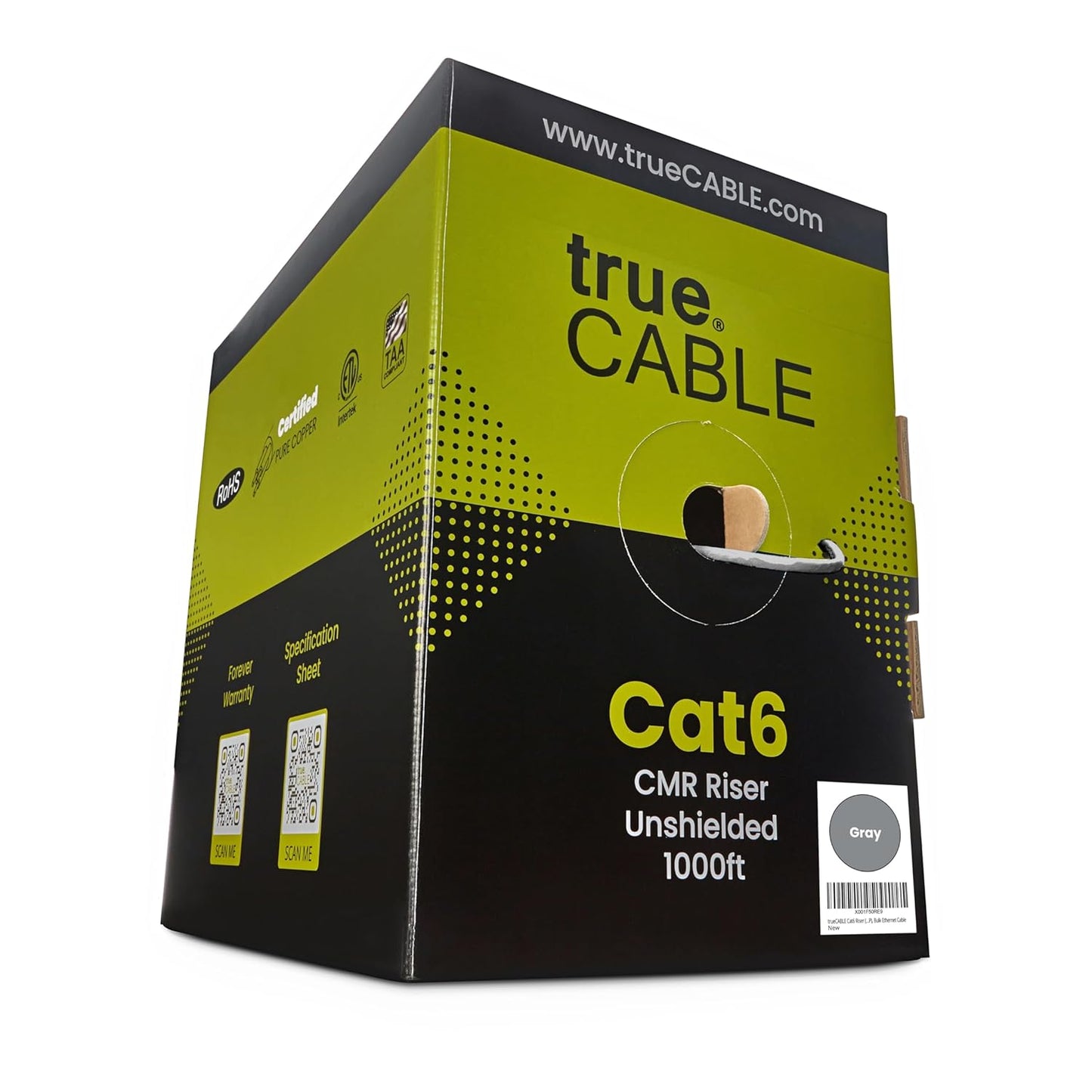 trueCABLE Cat6 Riser 1000ft Ethernet Cable for High Performance