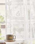 linen sheer floral curtains 96 in length - light filtering voile