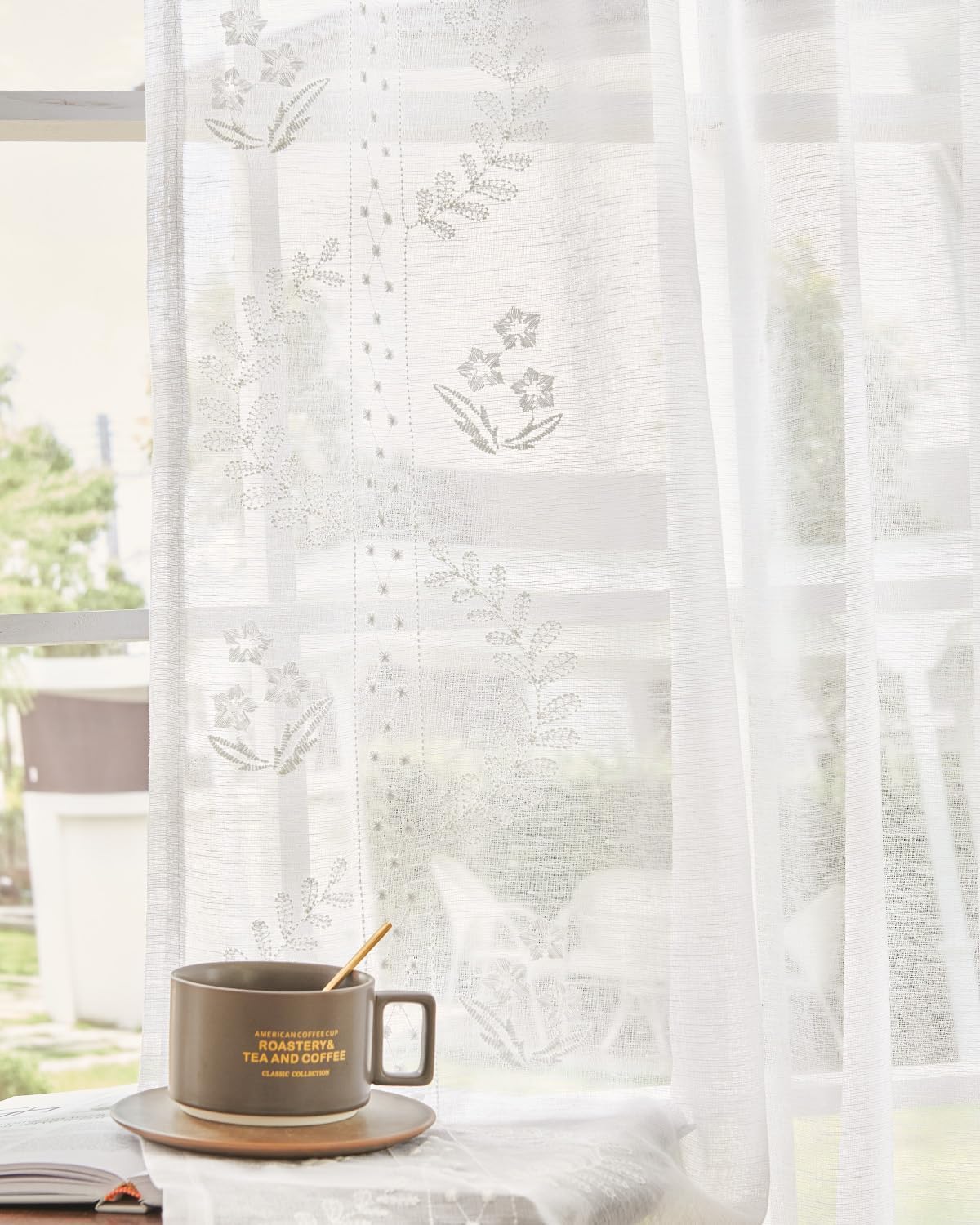 Floral Sheer Curtains for Living Room and Bedroom Decor