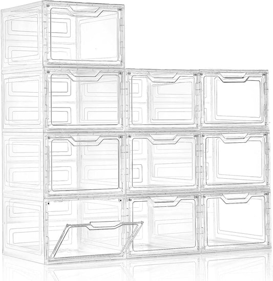 10 Pack Clear Stackable Plastic Storage Bins for Organizing