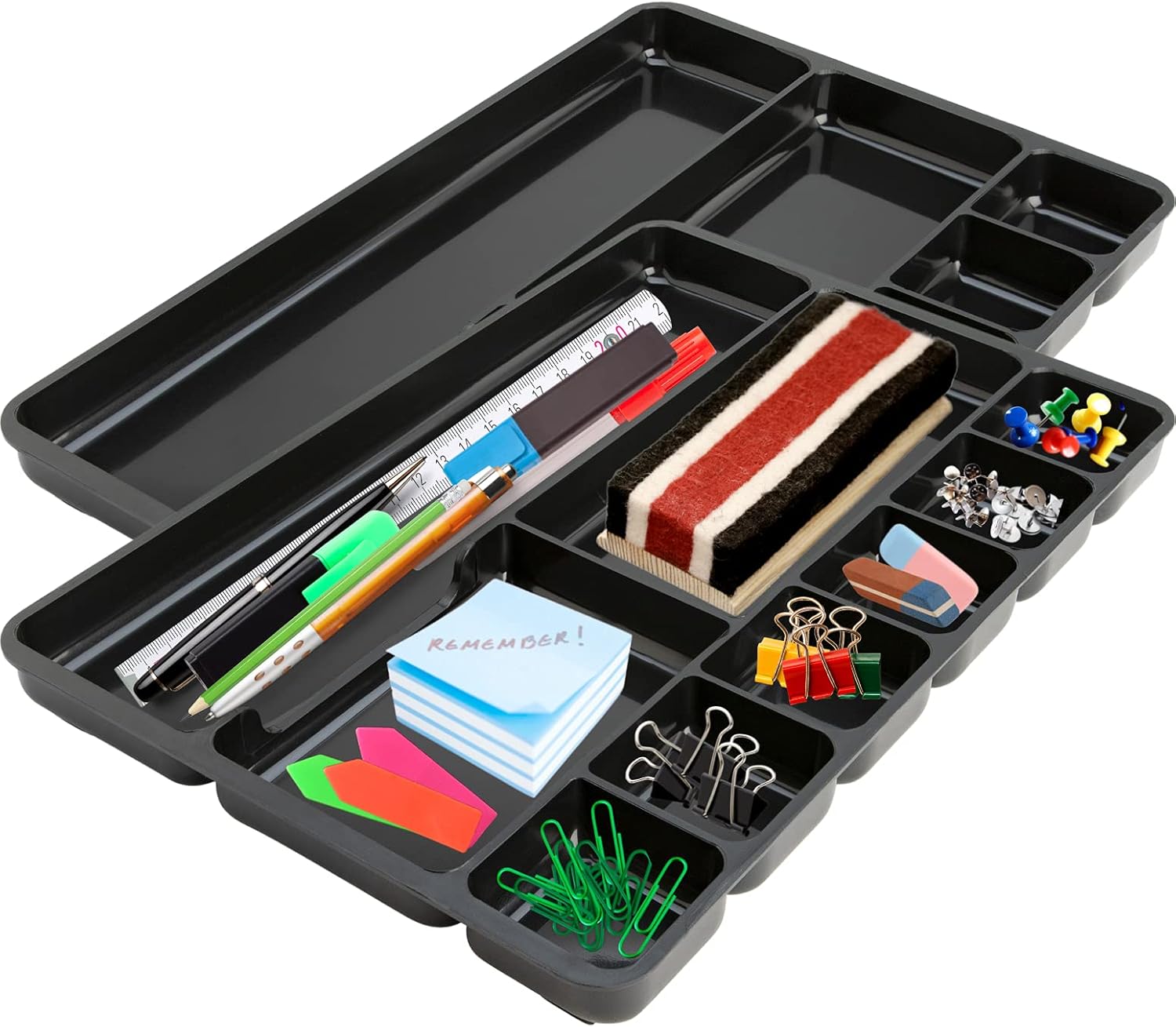 Organize Like a Pro with 1InTheOffice 9-Compartment Drawer Tray (2-Pack)
