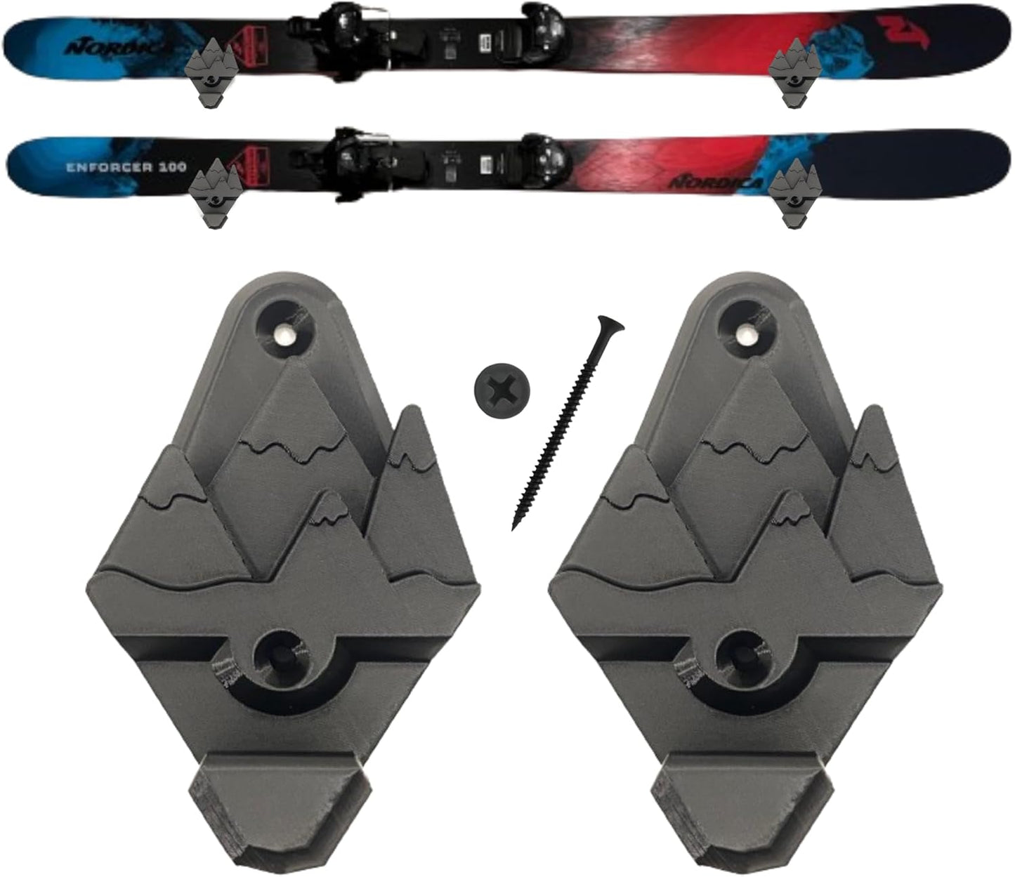 Space-Saving Snow Ski Wall Mounts - Extra Wide Fit, Innovative 3D Printing