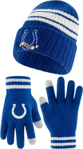 Youth NFL Super Soft Team Stripe Winter Beanie and Gloves