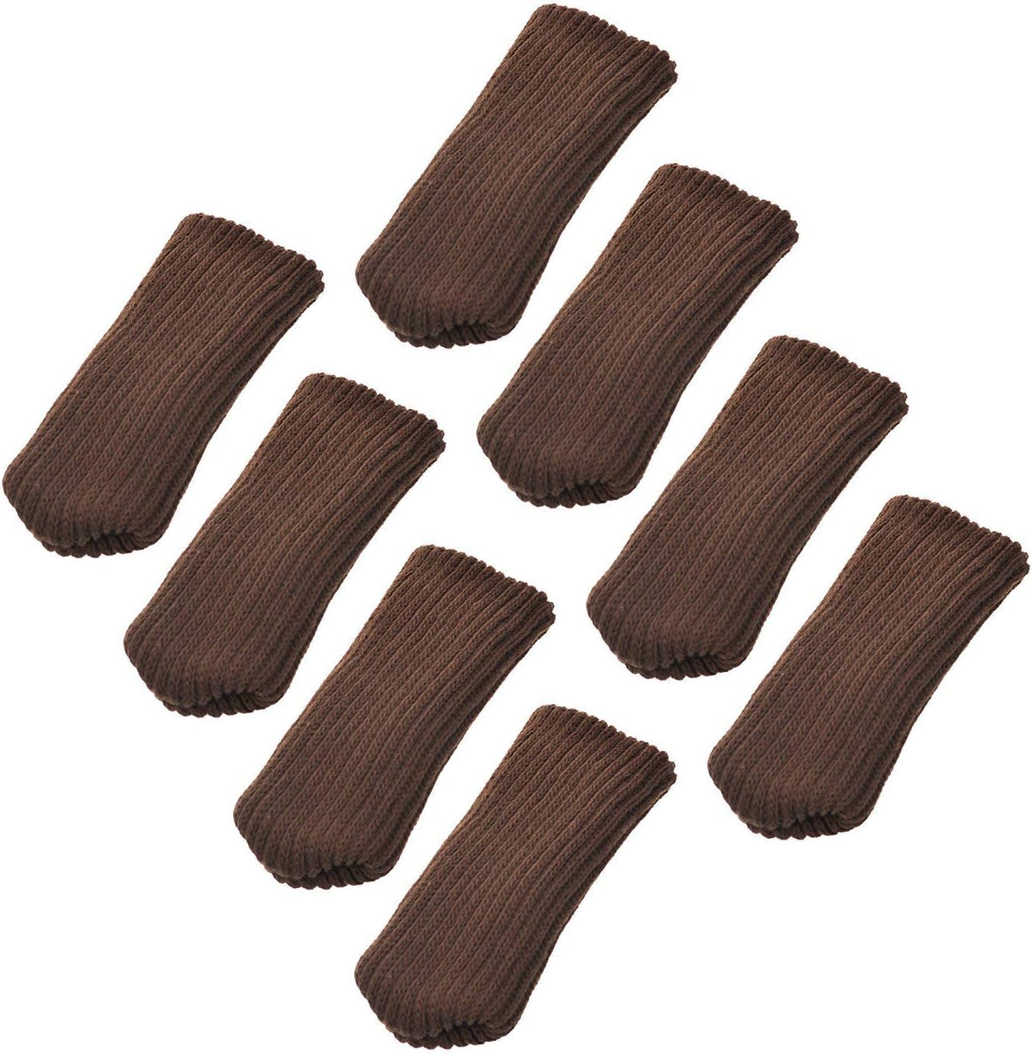 Protect Floors with Knitted Leg Socks - Set of 8 (Coffee)