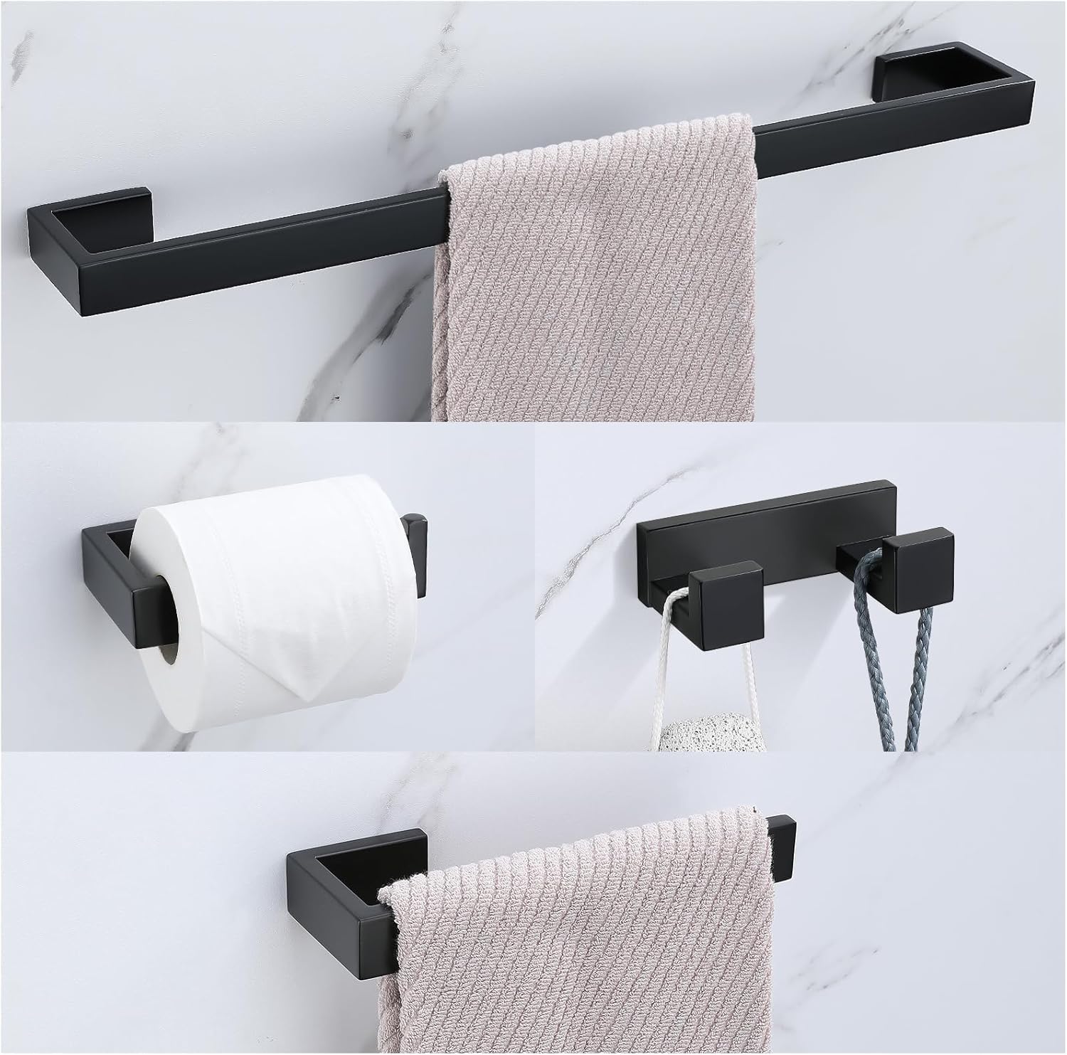 Matte Black Bathroom Hardware Set for Stylish Home Decor