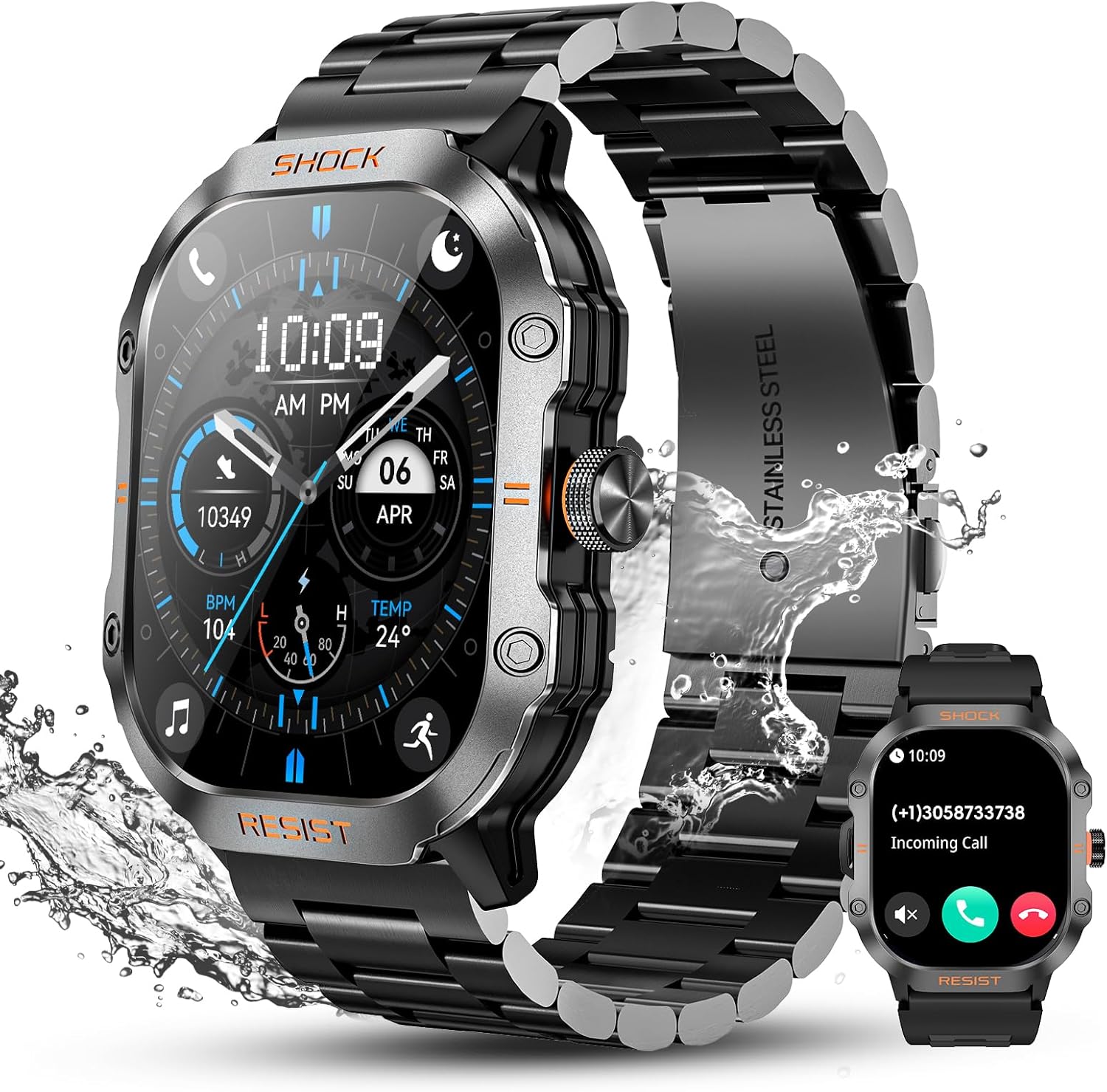 WalkerFit Military Smartwatch - Answer Calls, Waterproof, Health Monitor