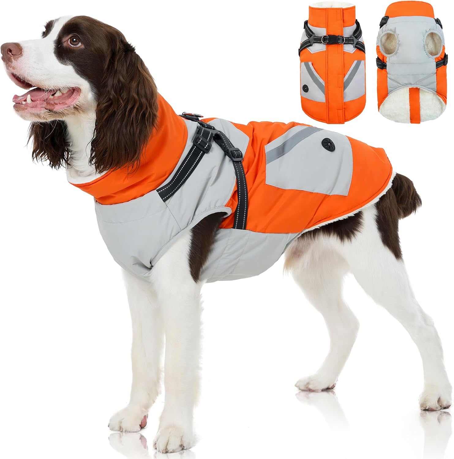 FUAMEY Dog Winter Jackets for Large Dogs with Built-in Harness