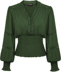Scarlet Darkness Women's Renaissance Peasant Blouse Lantern Sleeve V