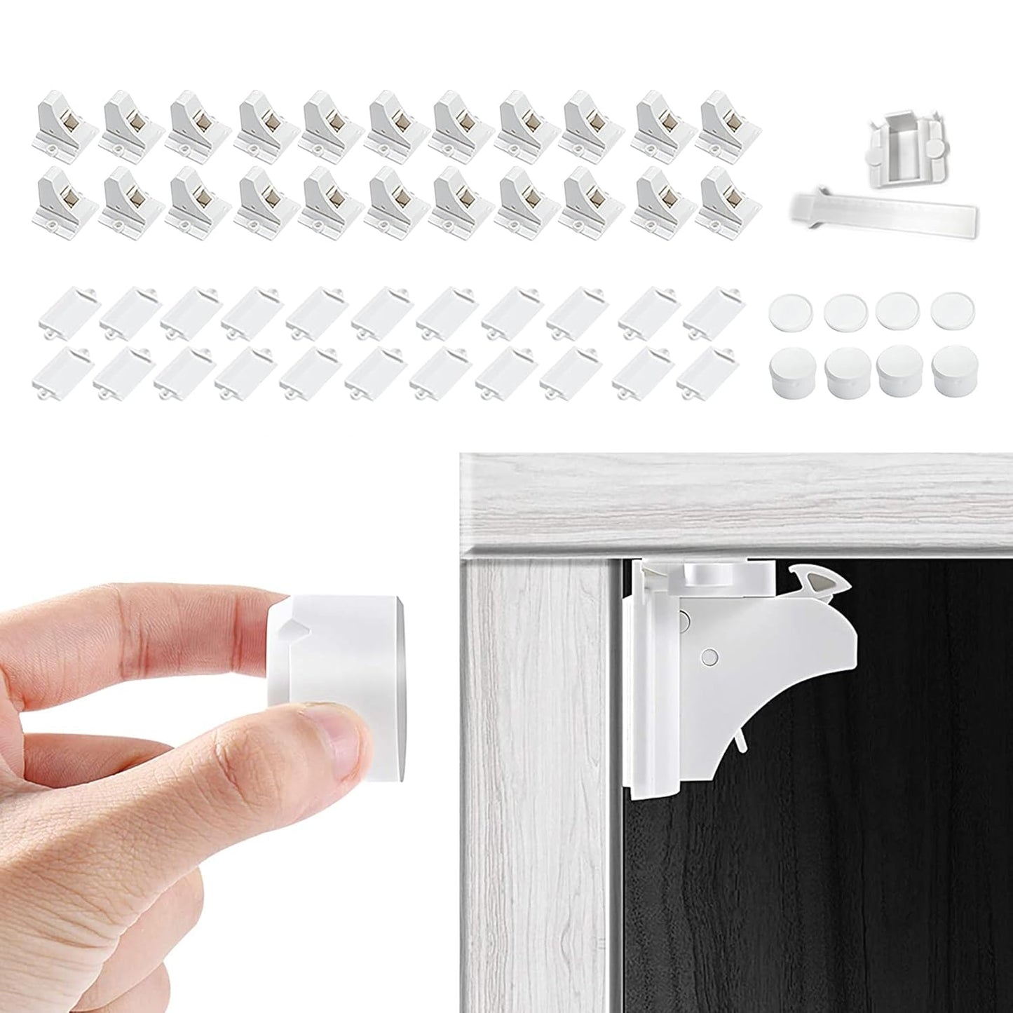Vmaisi Magnet Cabinet Locks for Babies - 22 Locks & 4 Keys