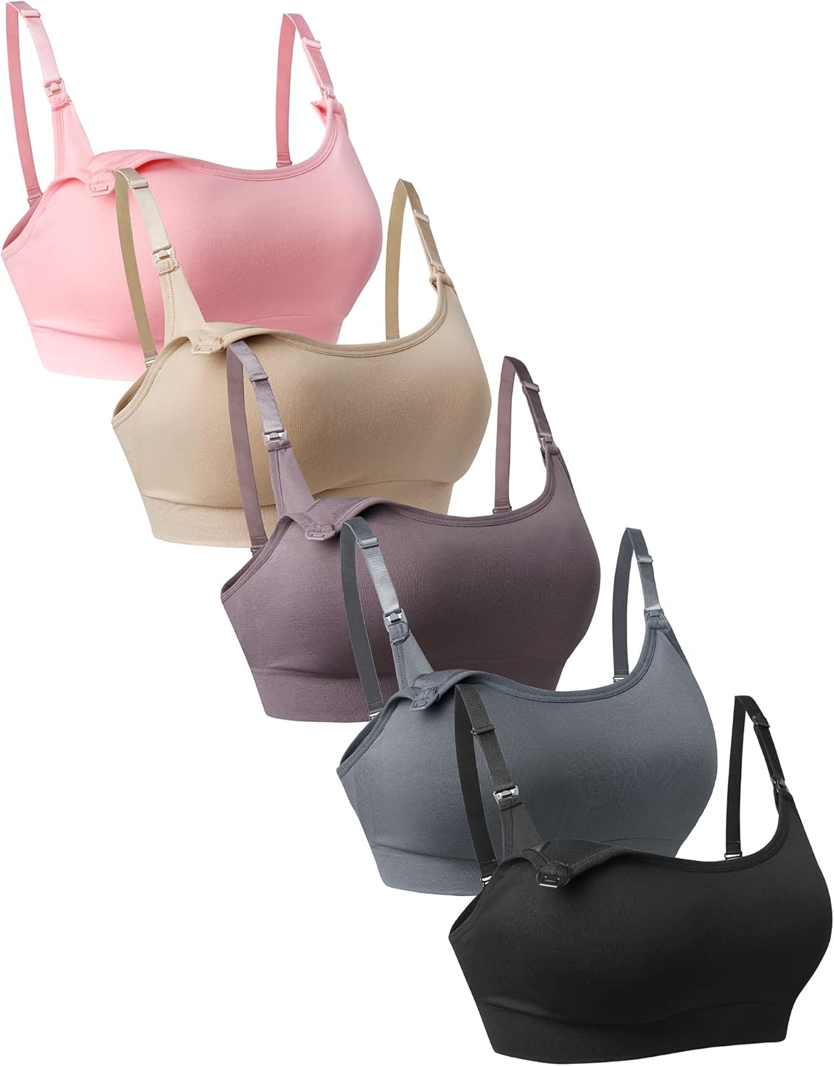 Suekaphin 5Pack Seamless Nursing Bra for Comfortable Support