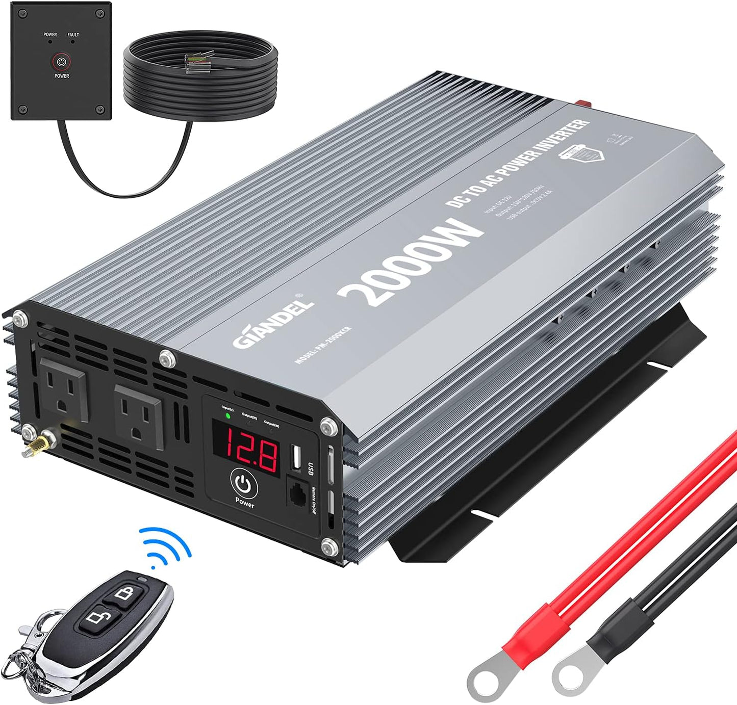 GIANDEL Power Inverter 2000W for RV Truck Boat with Remote Control