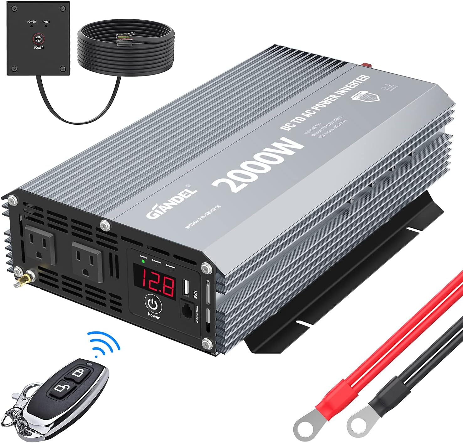 GIANDEL Power Inverter 2000W for RV Truck Boat with Remote Control