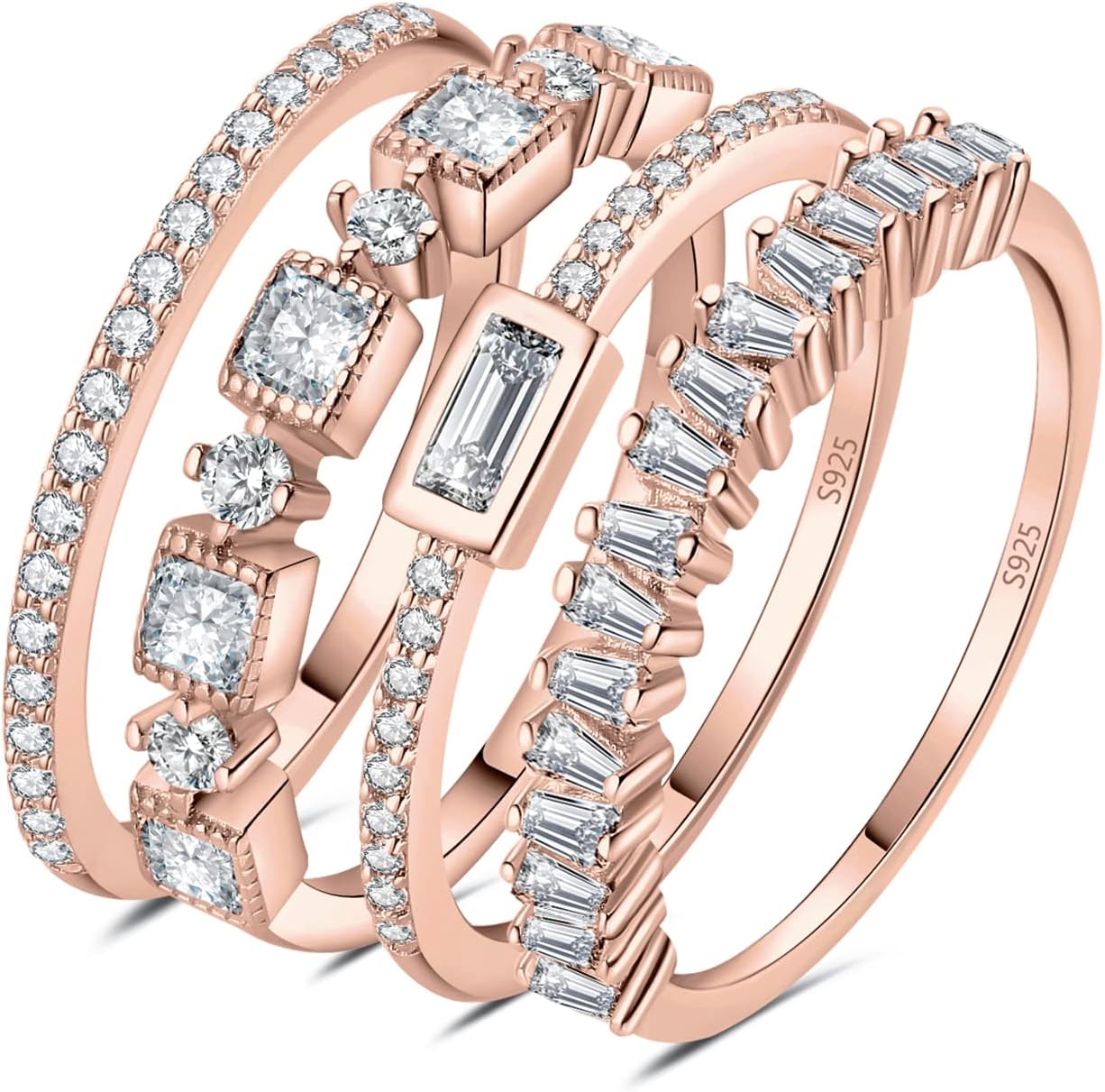 14K Gold Plated 925 Sterling Silver Stackable Rings for Women