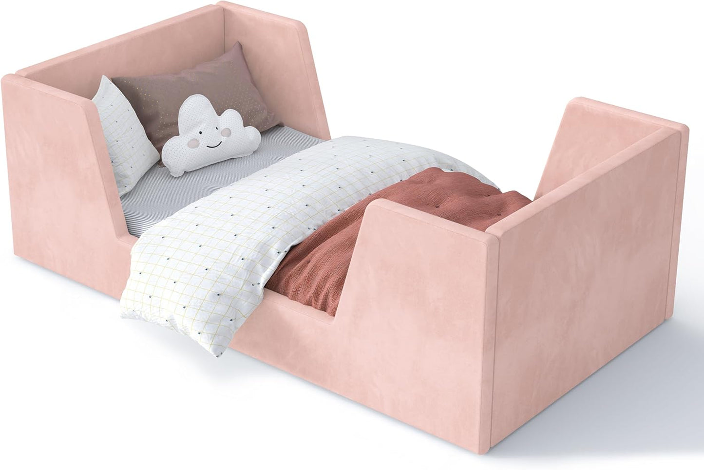 Toddler Bed Frame with Guard Rails for Ages 2-6 Years