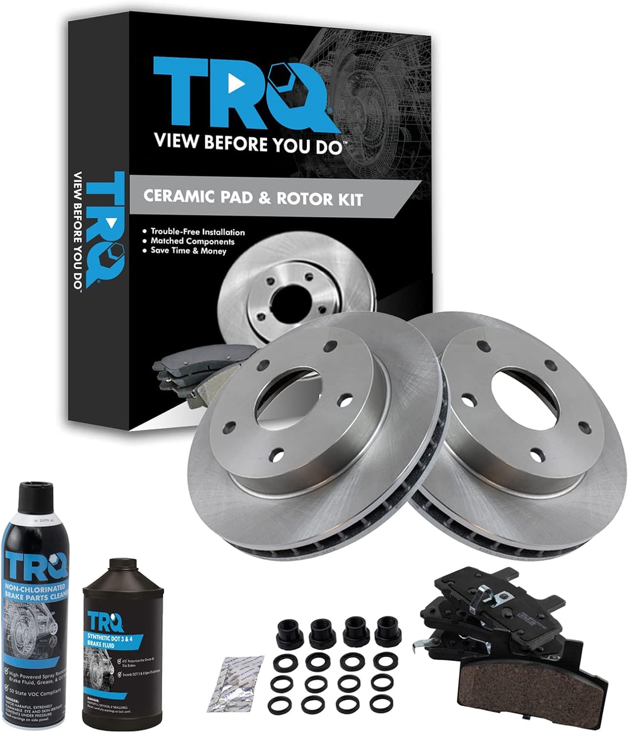 TRQ Front Brake Pad & Rotor Kit for 1994-1999 Dodge Ram 1500