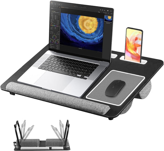 Portable Lap Desk with Dual Cushion & Multifunctional Slot